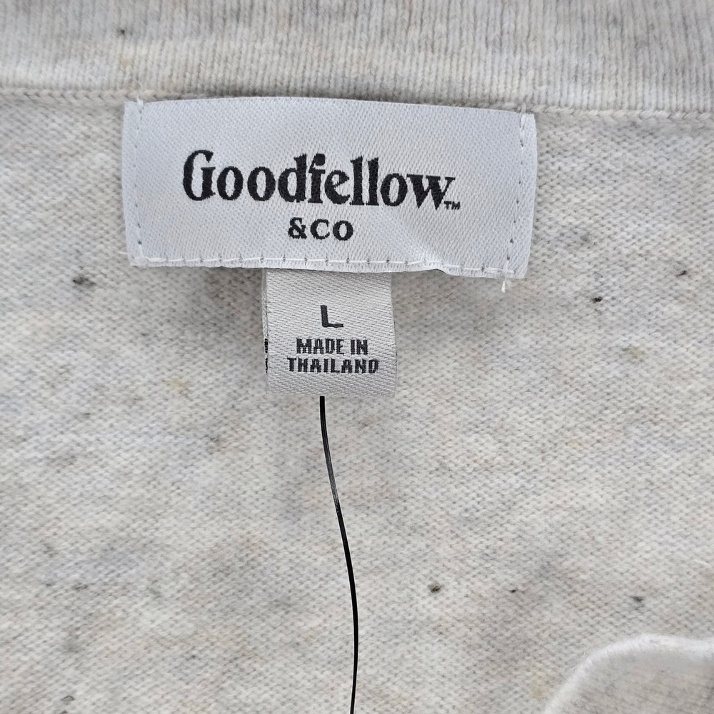 Goodfellow & Co Mens Cream Speckled Long Sleeve Sweater Polo Shirt Large NWT - Picture 3 of 6
